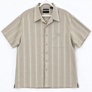 R&R Casual Button Down Shirt Luxury Microfiber Tan Mens XXL Coastal Minimalist